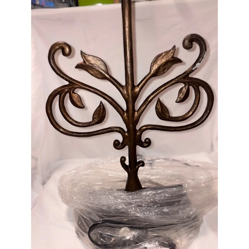 Pottery Barn Bronze Vine Leaf Table Lamp Base Scrolling Floral Metal 2007 Vintag